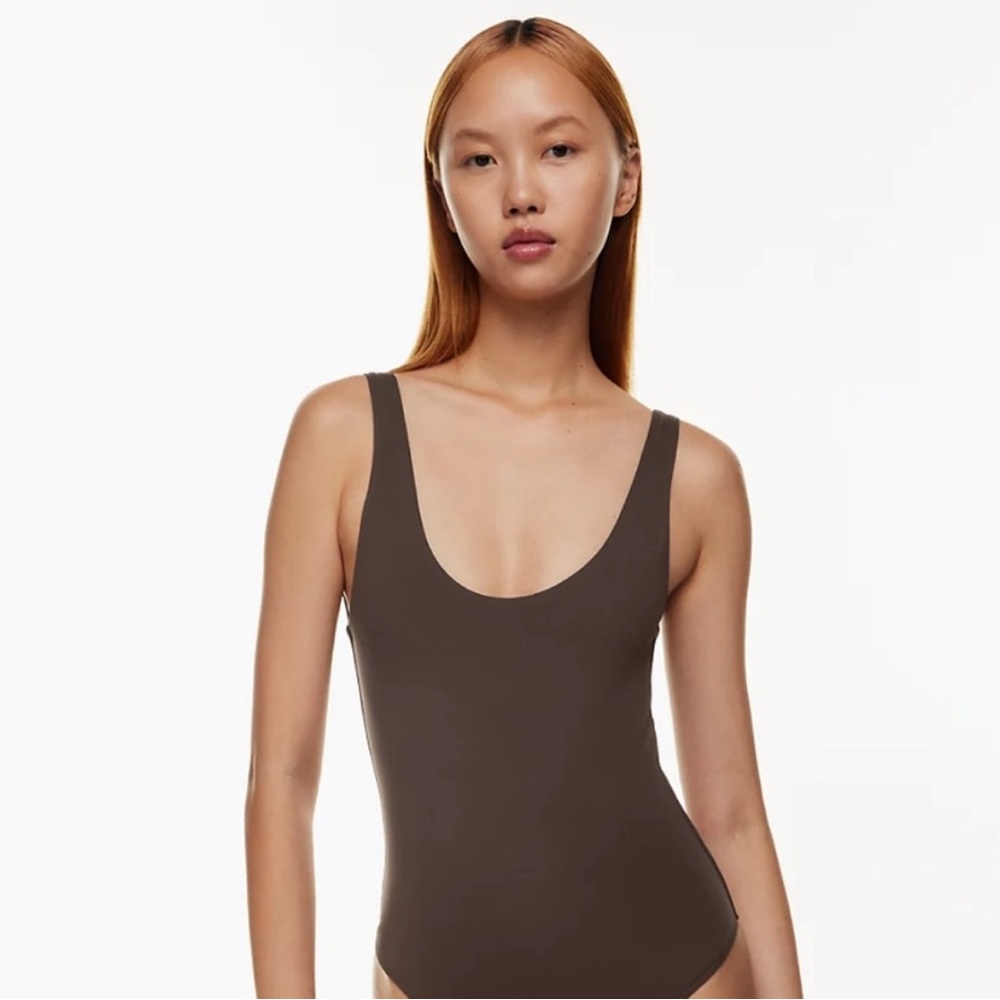 Babaton Brown Scoop Neck Bodysuit